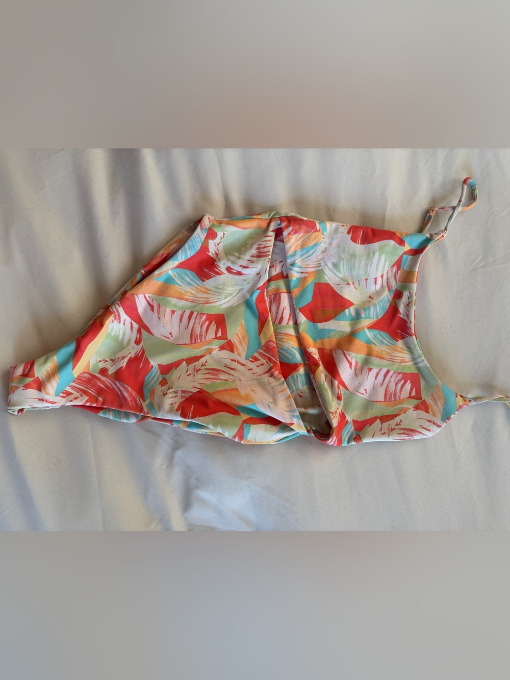 Skatie Multicolor Tropical Print Bikini Top - Coral, Teal, Peach